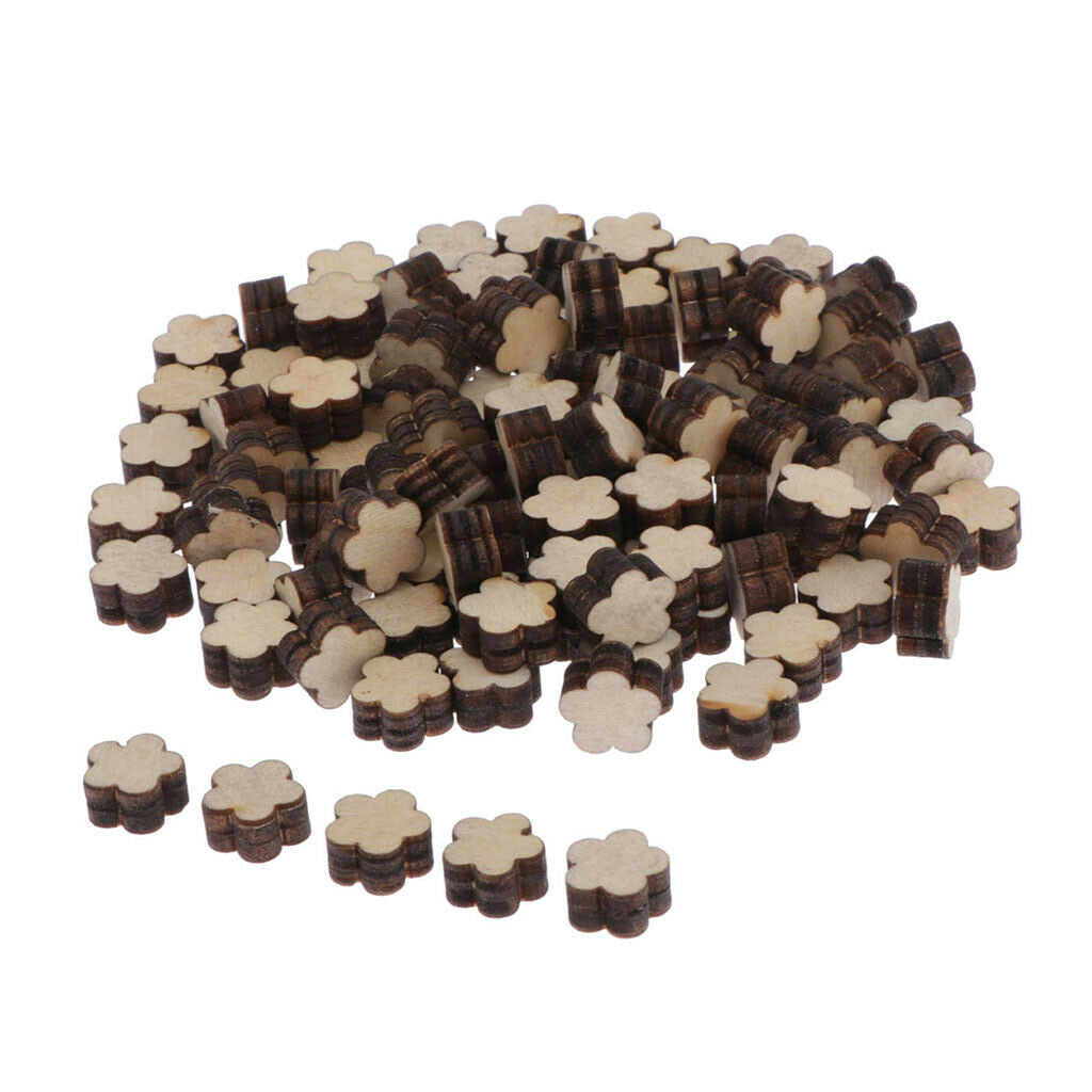 100x Blank Wood Shapes Pieces Cut Wooden Embellishments for DIY Arts Crafts