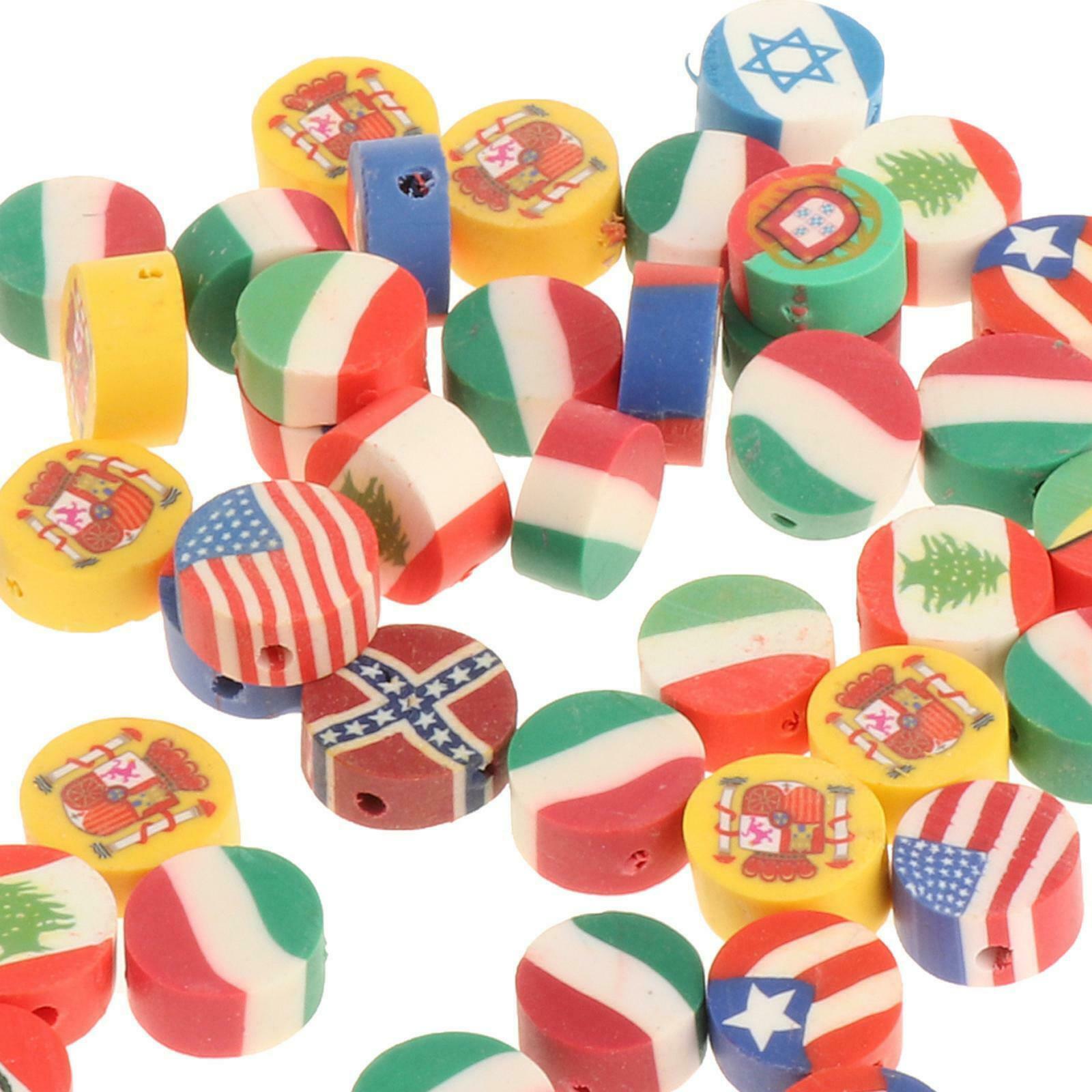 50Pcs DIY Beads Charms for Jewelry Making Activity Gift National flag