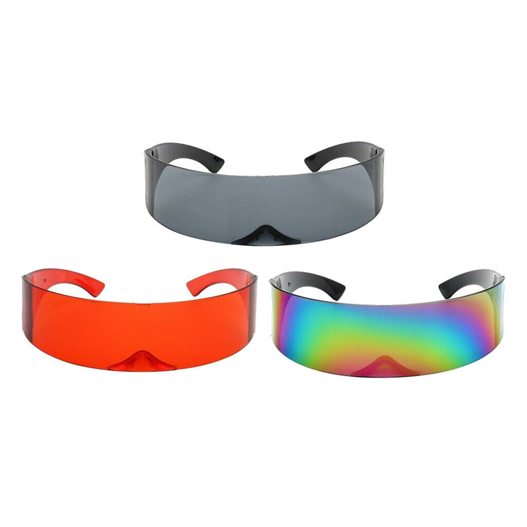 3PCS Fashion Futuristic Wrap Sunglasses Robotic Narrow Glasses Party Favors