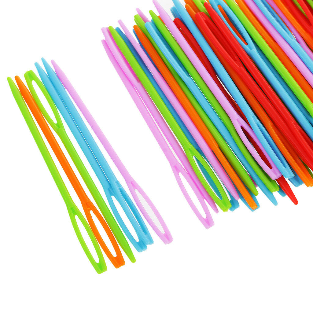 100x Plastic Sewing Needles for Kids Wool Cross Stitch Knitting Crochet 7cm