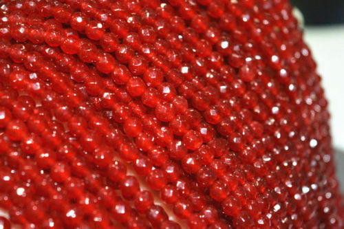 10PCS Beautiful 4mm Faceted red ruby Round Gems Loose Beads 15 "AAAA
