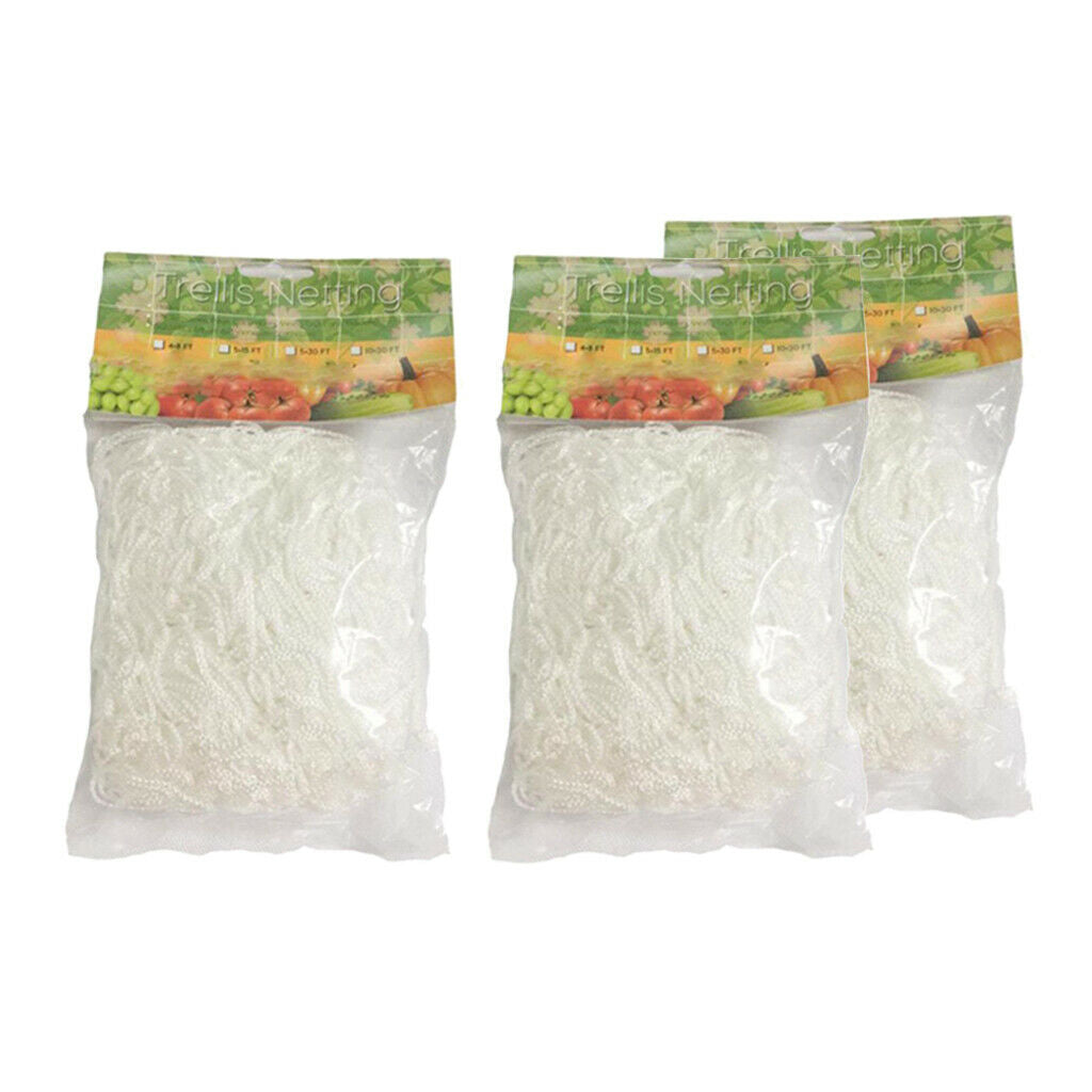 3pcs Nylon Whiite Garden Trellis Netting String Netting Plant Support Net