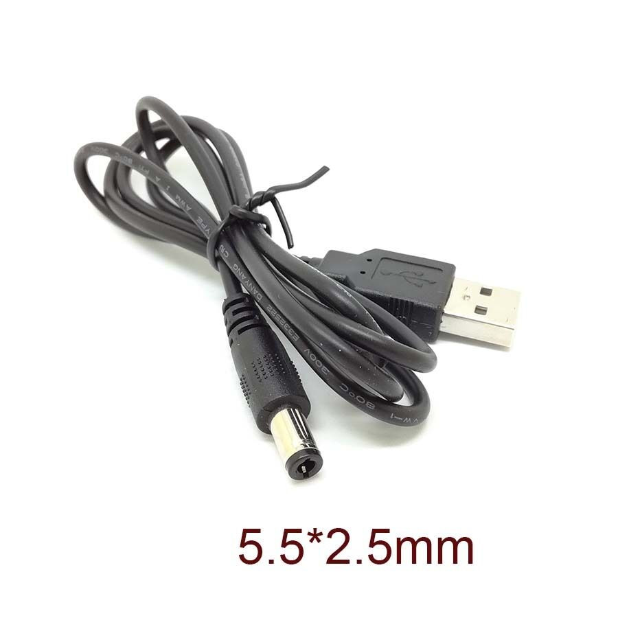 New PC Laptop USB Male to 5V DC 5.5mm x 2.5mm Barrel Connector Power Cable Tt