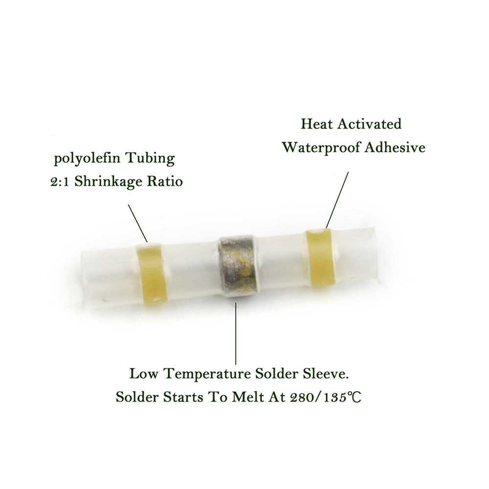 Yellow 12-10 AWG Heat Shrink Wire GA Gauge Solder Seal Connectors Terminals 30x