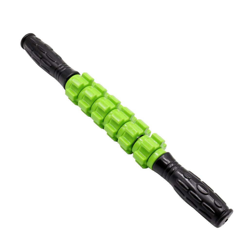 6 Wheels Muscle Roller Massage Stick With Massage Point For Body Relax Green