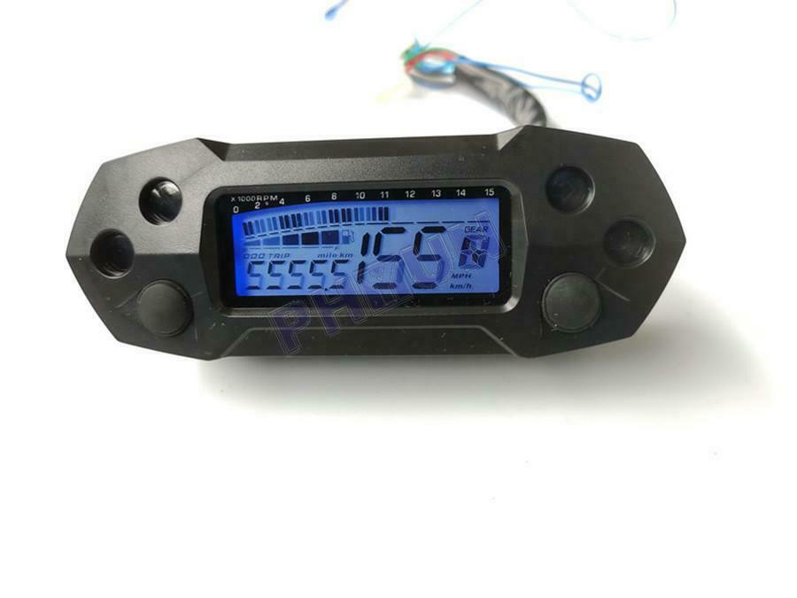 Motorcycle LCD Digital Speedometer Odemeter Tachometer w/ Sensor 12V Universal
