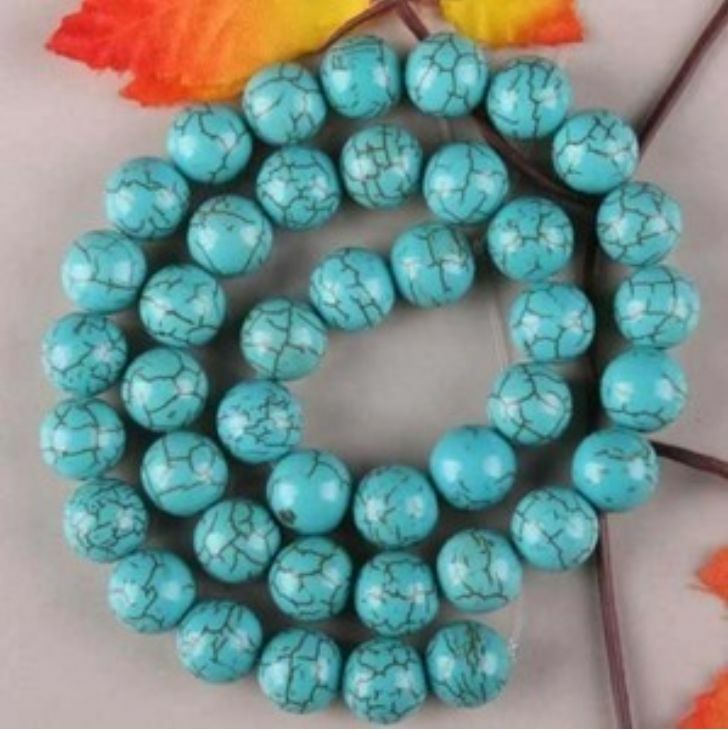 6MM Blue Turkey Turquoise Gem Round Loose Bead 15â€A+