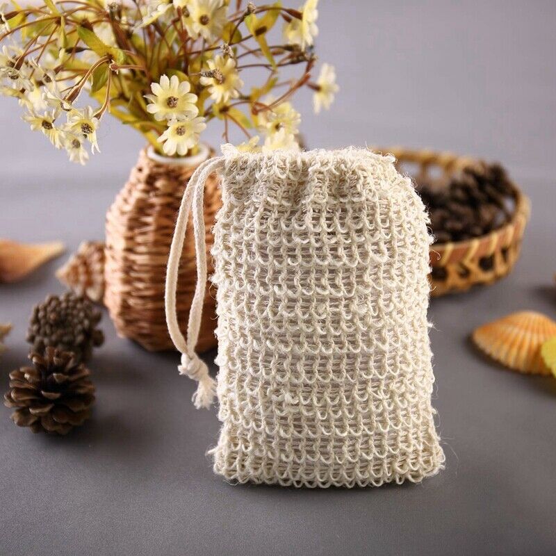 Shower Bath Ramie Soap Bag Natural Ramie Soap Bag Exfoliating Soap Saver PouK5F3