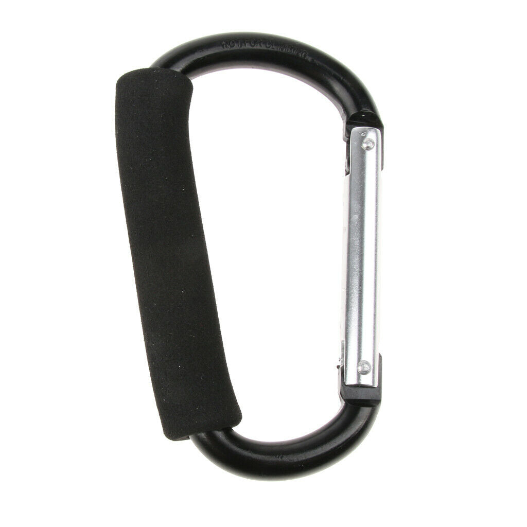 140mm Large Alumi Carabiner D Shape Buckles Pack Keychain with Sponge Black