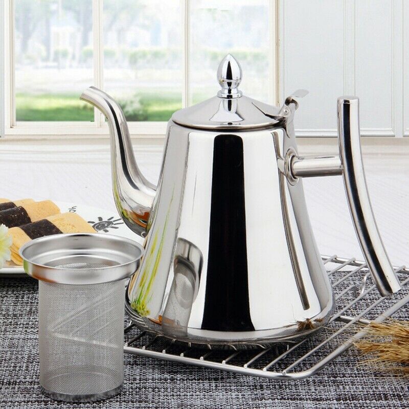 1.5L Stainless Steel Teapot Coffee Pot with Filter Kettle Home Hotel Bar RestaU6