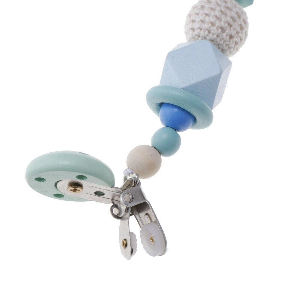 Baby Wood Pacifier Clamping Chain Wooden Kids Teether Toys Donuts