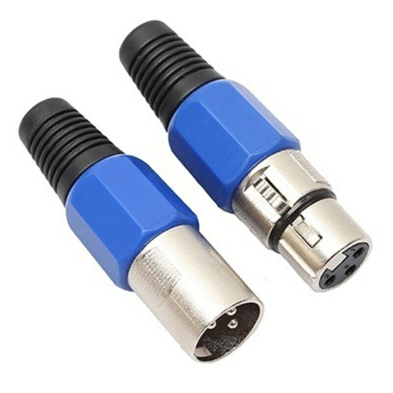 1 Pair XLR 3-Pin Blue Microphone Male/Female Connector Metal Housing V,.l8