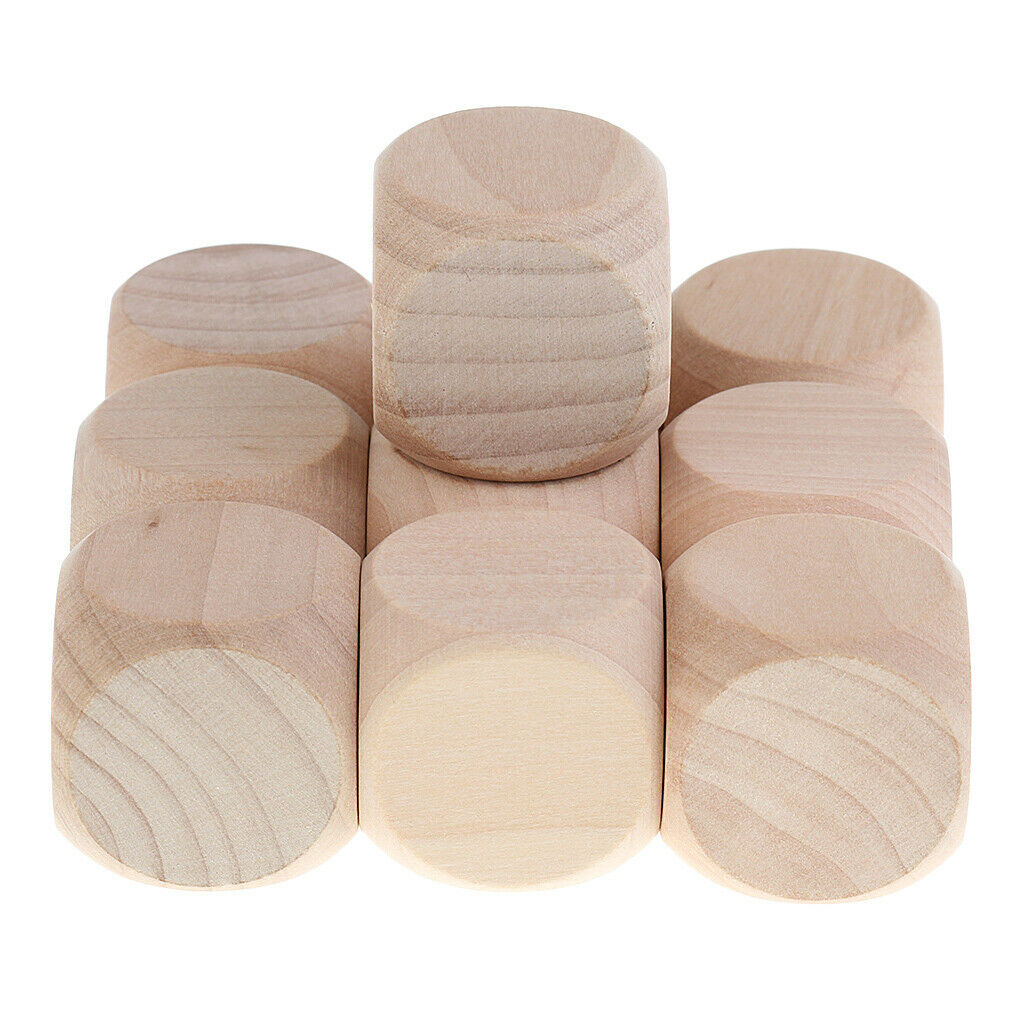 10Pcs Wooden Dice Six Side Dice 6 Side Dices 30mm for Kids Bulding Blocks