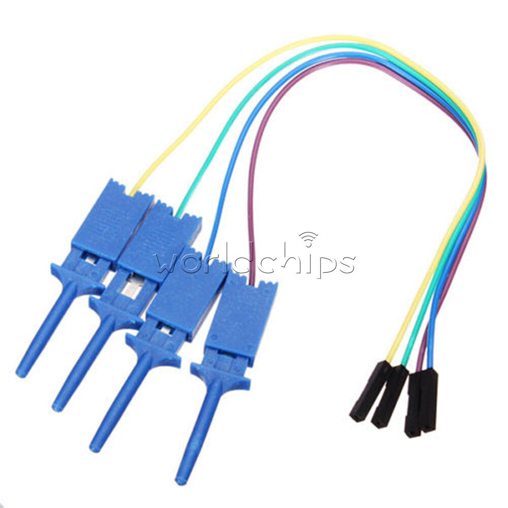 4PCS 1 Pin Hook Clip Clamp Jumper Testing Dupont Cable Wire for Logic Analyzer