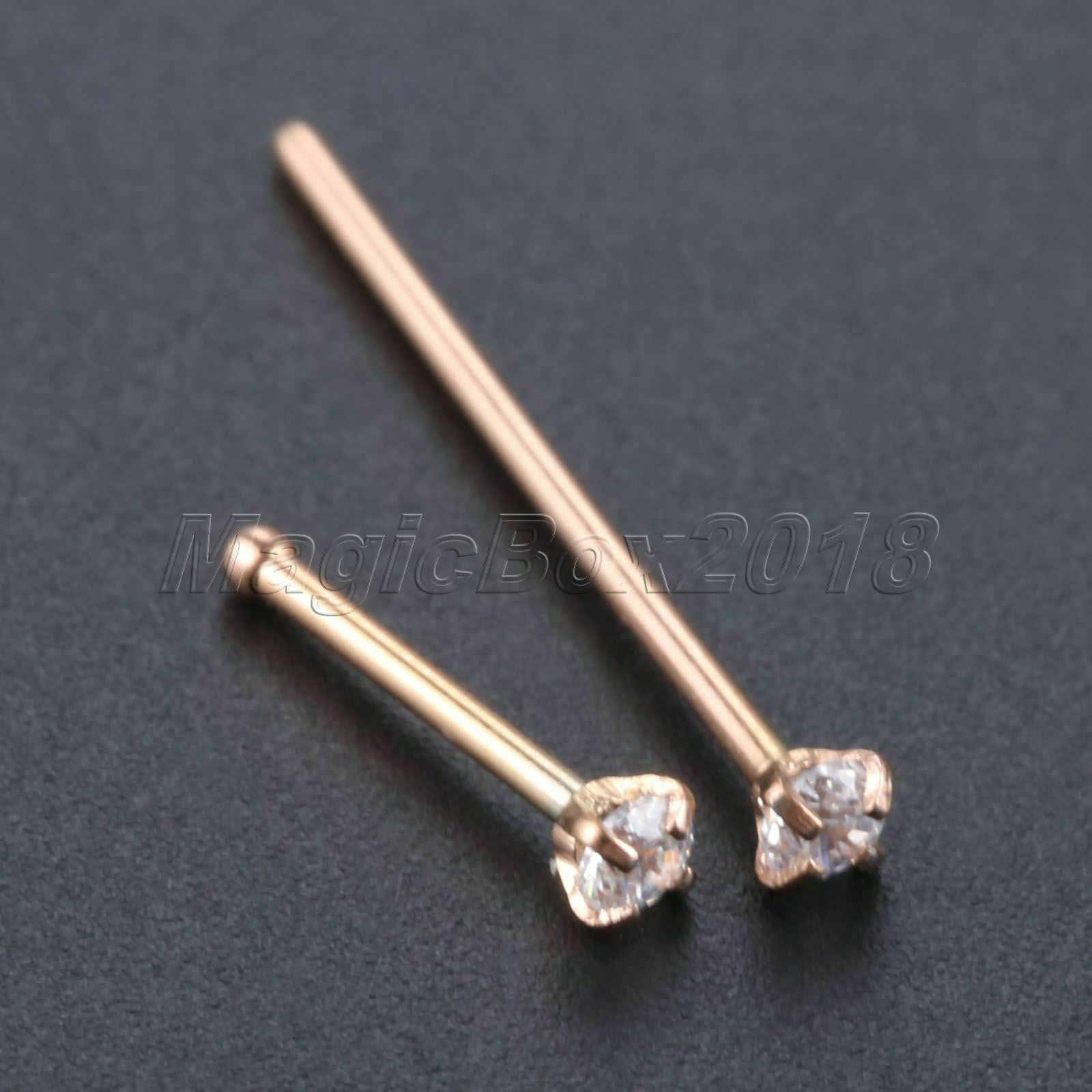 Stainless Steel Zircon Nose Nail Hoop Stud Set Piercing Roseold 5pcs Gauge 0.8mm