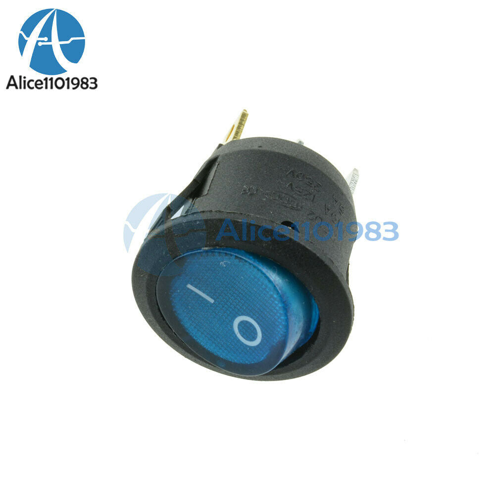 50PCS Mini Round 3Pin Blue SPDT ON-OFF Rocker Switch Snap-in 6A/250V 10A/125V
