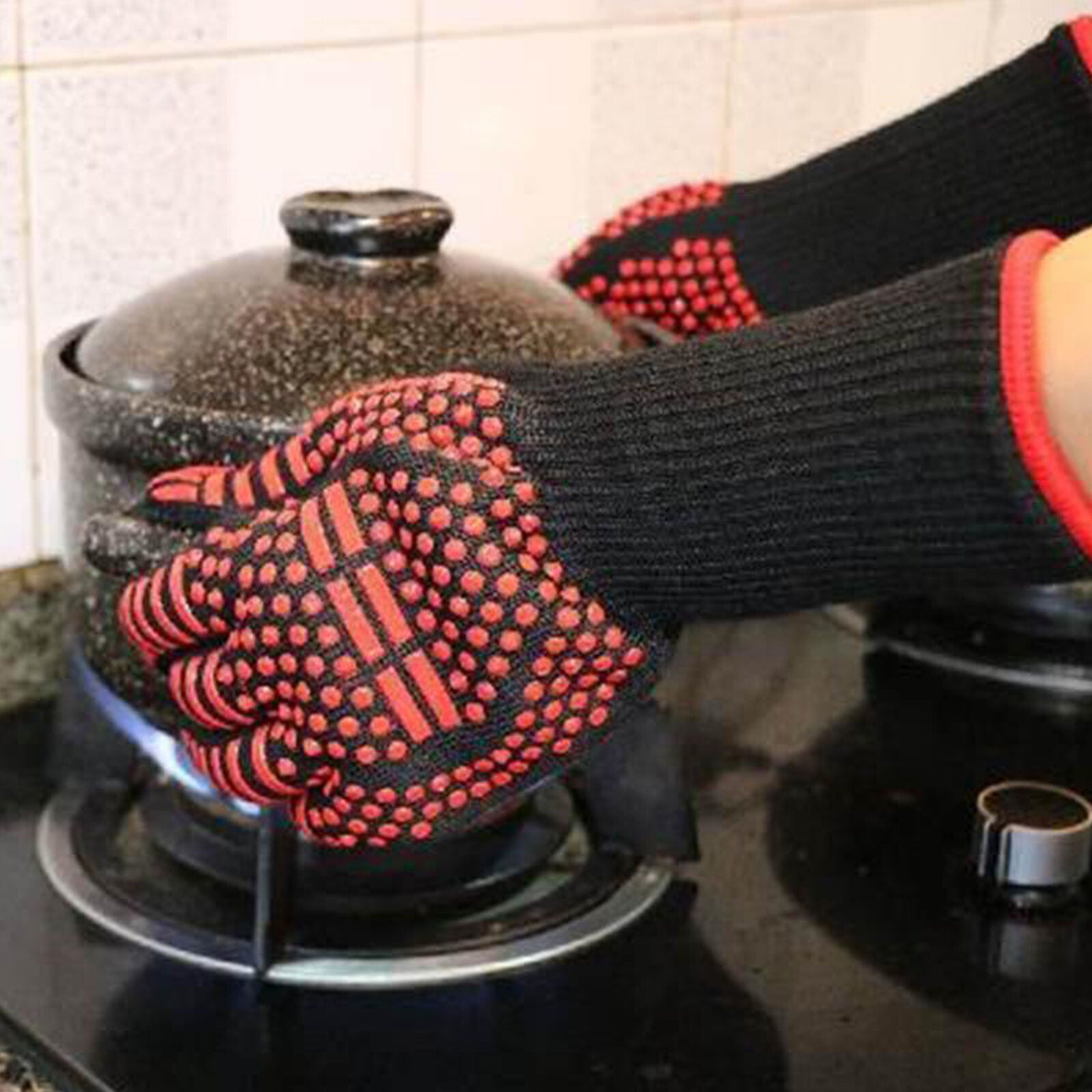 Hot 932℉ Extreme Heat Resistant Gloves Rubber BBQ Grilling Cooking Oven Gloves