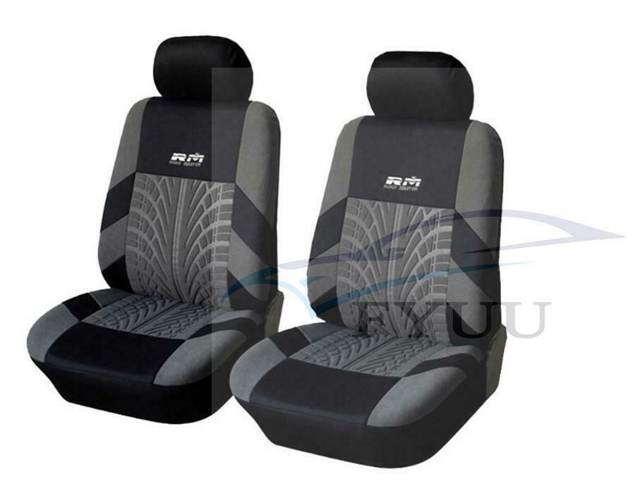 2PCS Embroidery Car Seat Covers Set Universal Most Brand Vehicle Interior