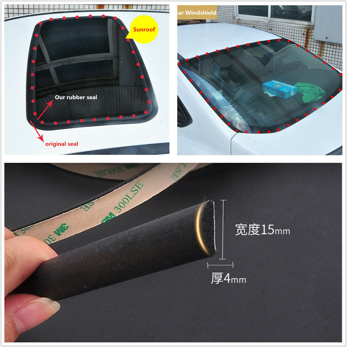 Rubber 5m Weatherstrip Seal Strip Trim Fit For Car Triangular Windshield Sunroof