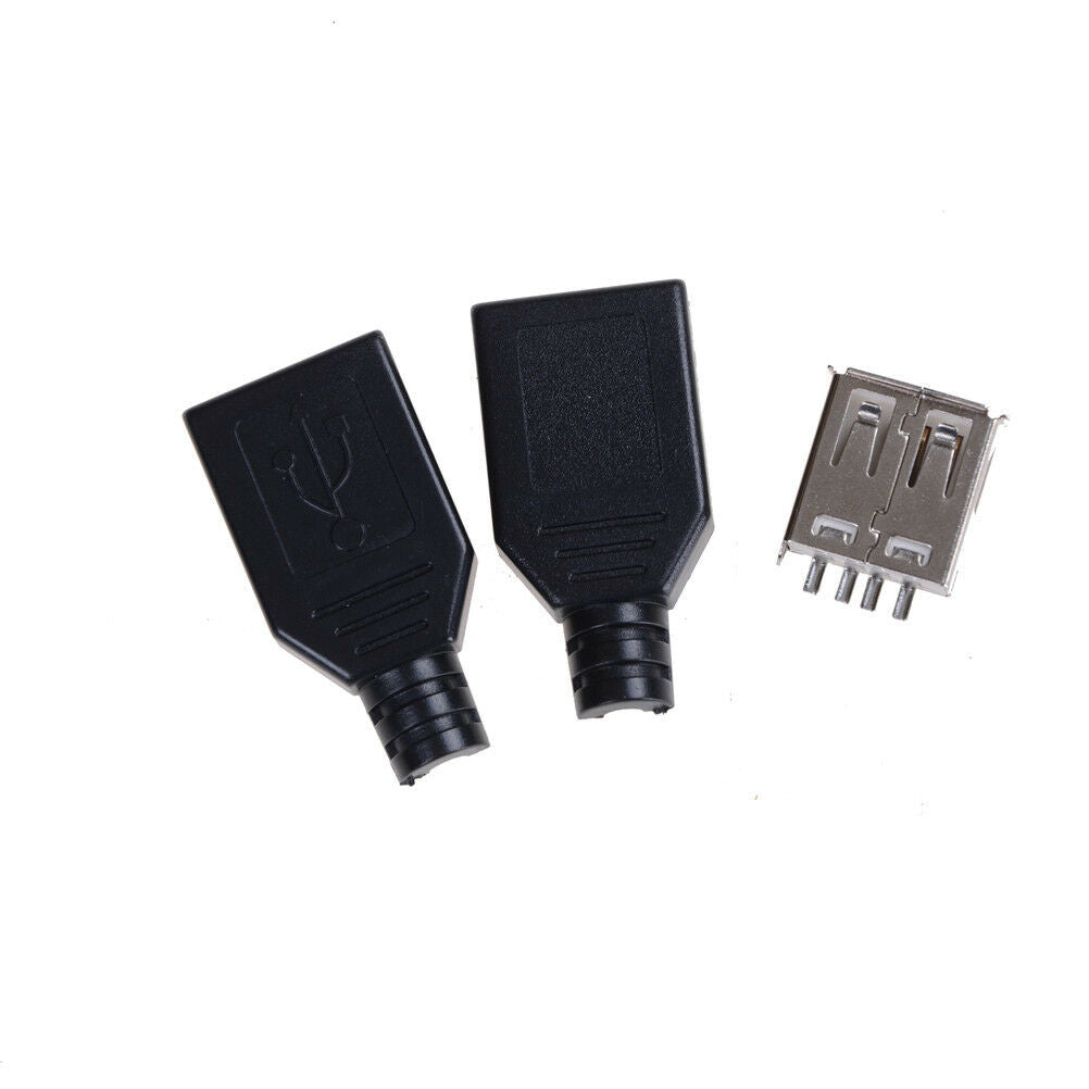 10X USB2.0 Type-A Plug 4-pin female Adapter Connector jack&Black Cover gvP0 WF