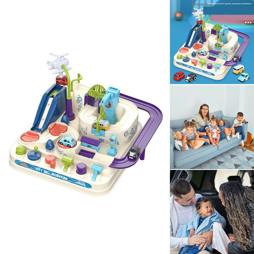 Preschool Kids Car Adventure Game Manual Rail Train Track Toys for Education