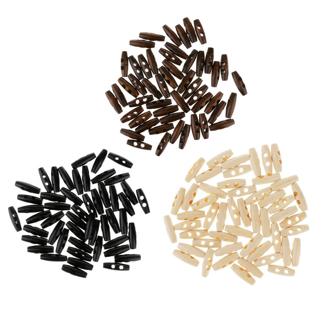 150Pcs / set   30mm   Wooden   Coat   Toggle   Horn   2   Holes   DIY   Sewing
