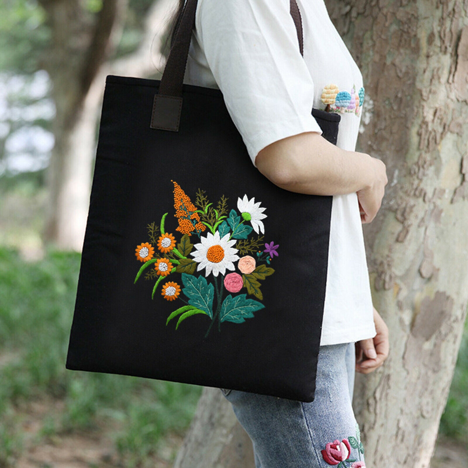 Canvas Tote Bag Embroidery Kit Cross Stitch Kit and Tool Morning Light Grass