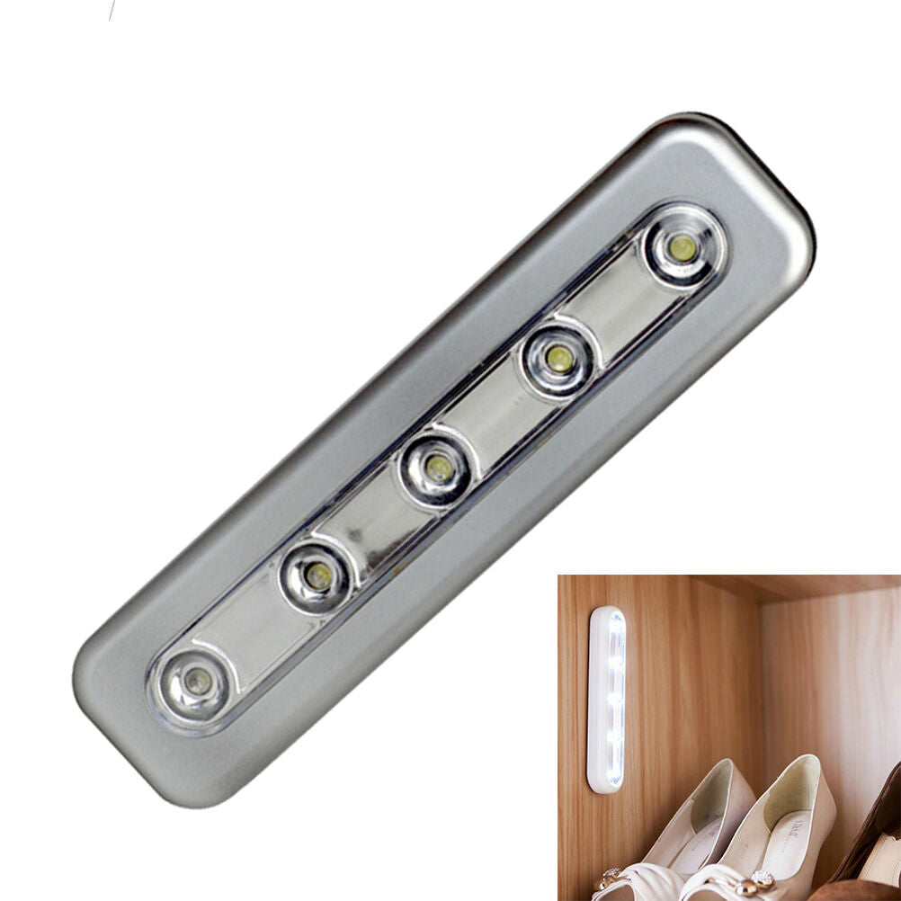 5LED Self-Stick Tap Lights Under Cabinet Push Night Kitchen Light Closet La Lt