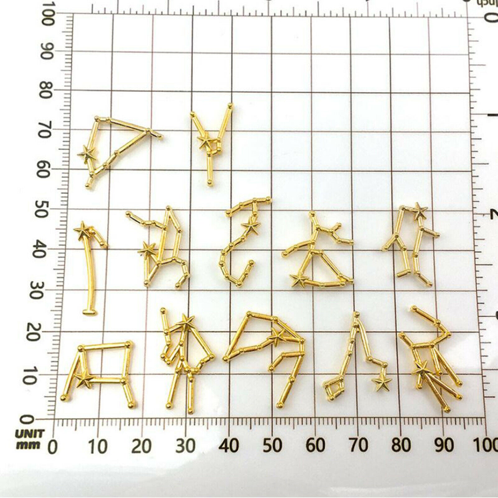 48Pcs Constellation Signs Words Charms Pendants Bezel Filling DIY Jewelry.l8