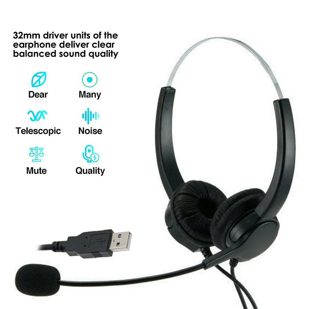Call Center Headset USB Wired Offical Telephone Headphone with Microphone