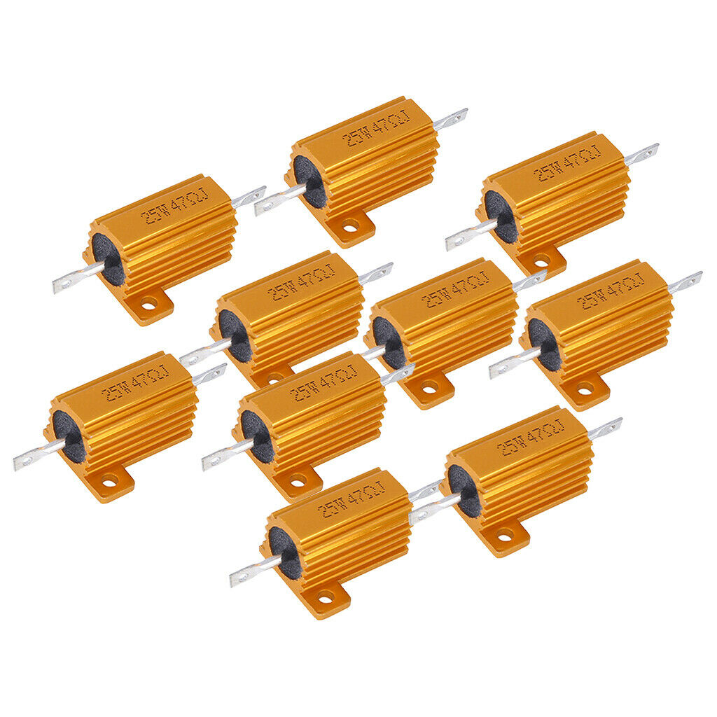 10 Pieces 25W Aluminium Clad Power Wirewound Resistors 47 Ohm Tool Universal