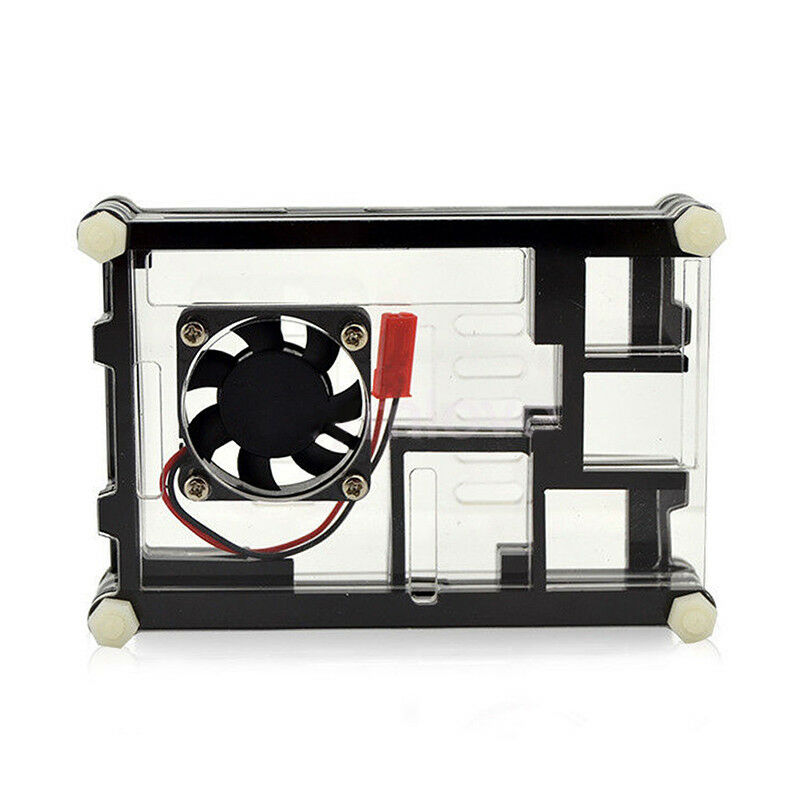 Clear Acrylic Case Shell Enclosure Box +Cooling Fan For Raspberry Pi 3 B +  l TL