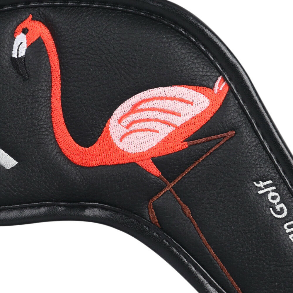 10Pcs Iron Headcovers Leather Set Flamingo Black Iron Cover for Mizuno Callaway