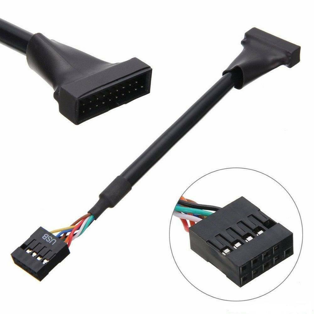 USB 3.0 20 Pin to Motherboard USB 2.0 9 Pin Female Converter Adapter Cable Black