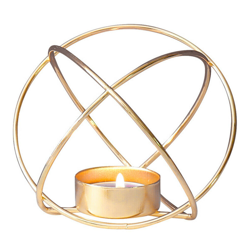 Nordic Style Golden Metal Wire Geometric Candle Holder for Home Decoration