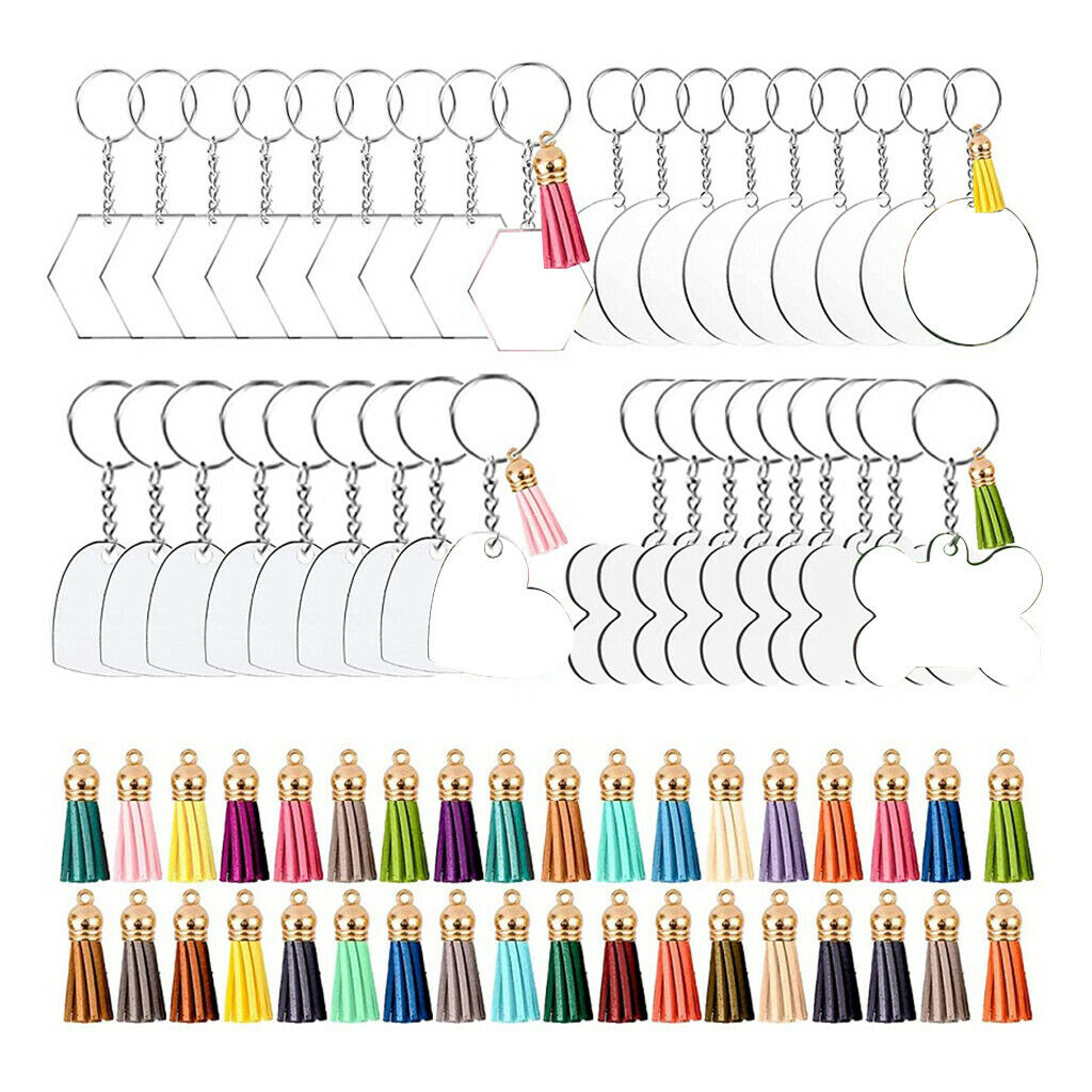 36 Pack Clear Acrylic Key Chain Keychain Blanks Charm Discs Keyring Crafts