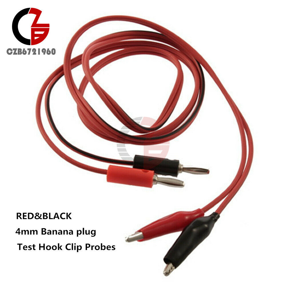 10Sets Alligator Test Lead Clip To Banana Plug Probe Cable (Red+Black) Length:1M