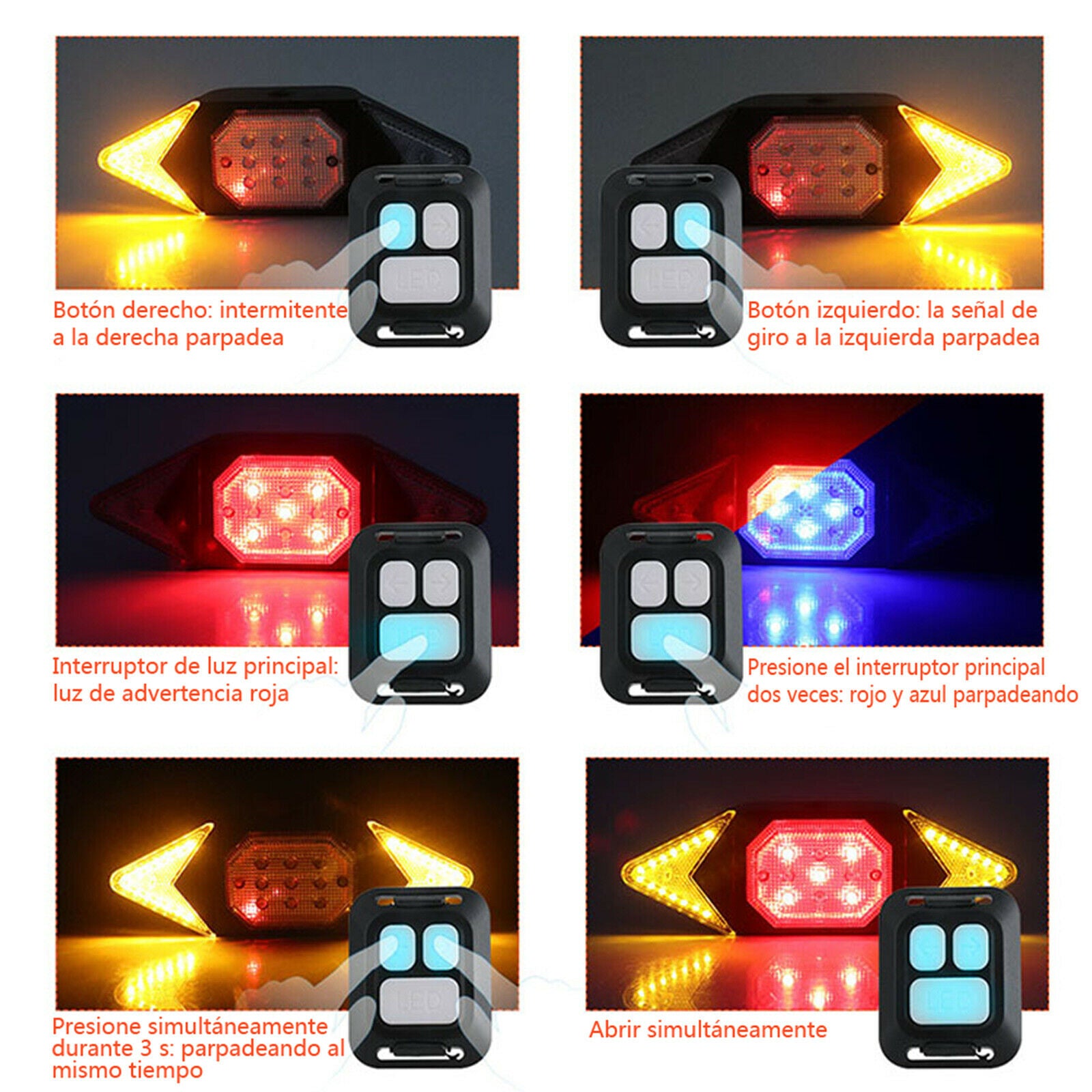 Rechargeable LED Bike Rear Lamp Wireless Remote Control Cycling Taillight  @