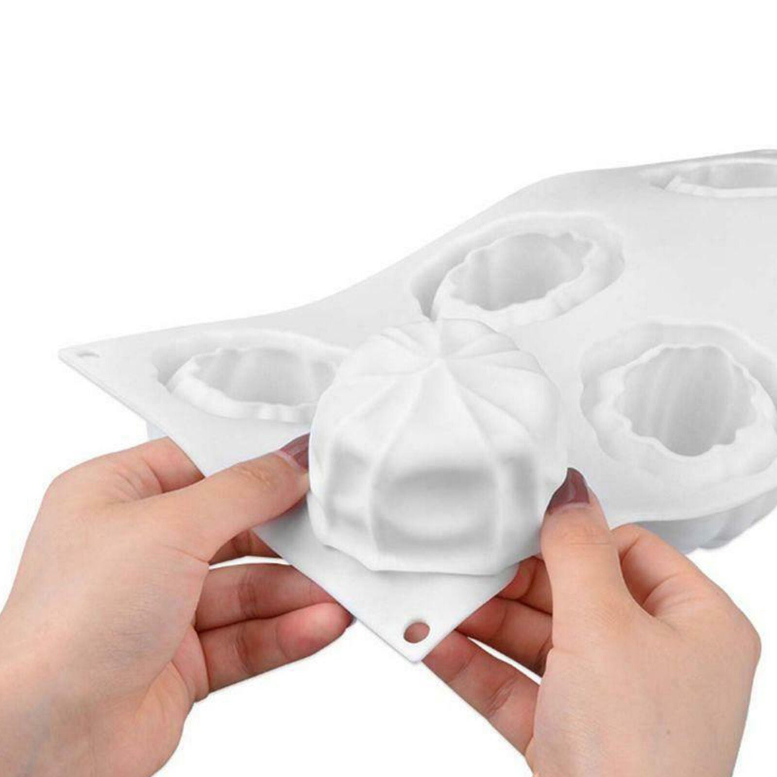 6 Cavity Halloween Pumpkin Silicone Mold Fondant Cake Chocolate Decorating Mould