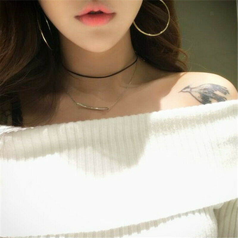 Celebrity Style Golden Bar Tube Necklace Pendant