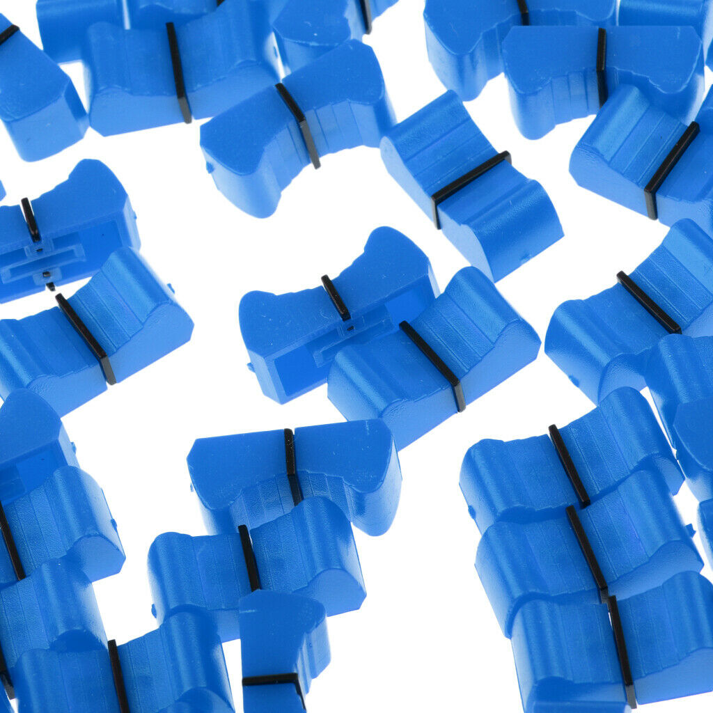 100 Pieces Touch Sensitive Slider Ribbed Mixer Fader Knob Caps 8mm Blue
