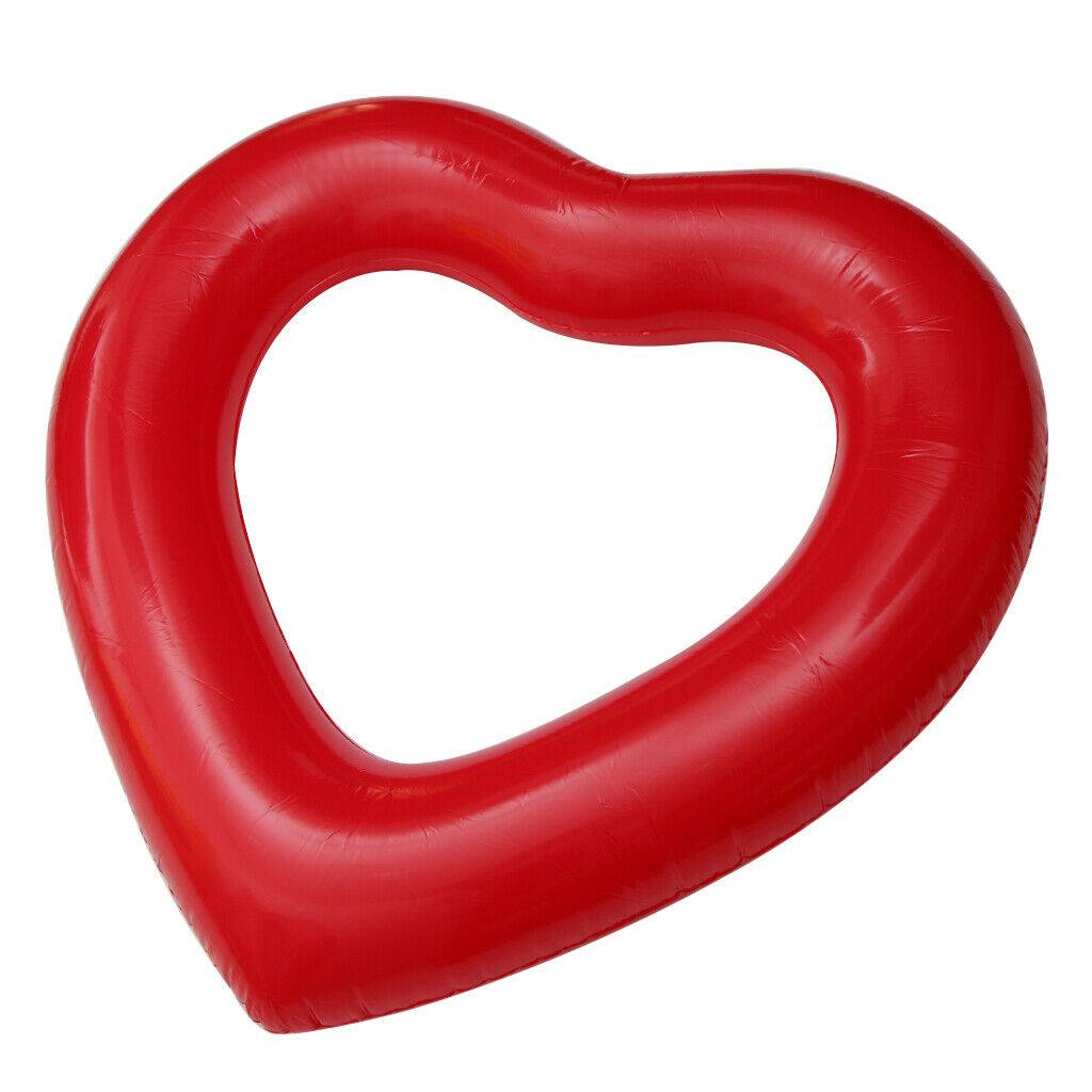 Inflatable Red Heart Water Float Raft Swim Pool Lounger Beach Swimming Bed