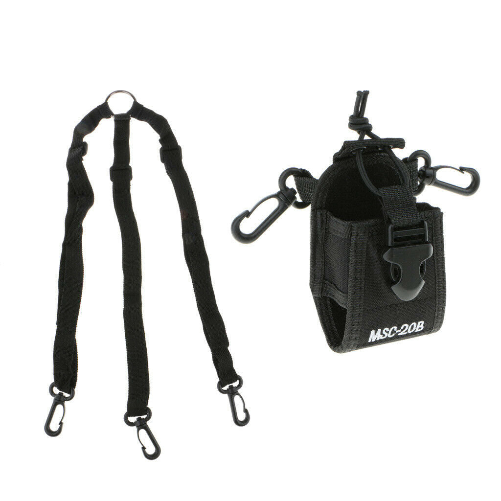 Walkie Talkie Radio Case Holster Bag Pouch with Adjustable Webbing Strap For
