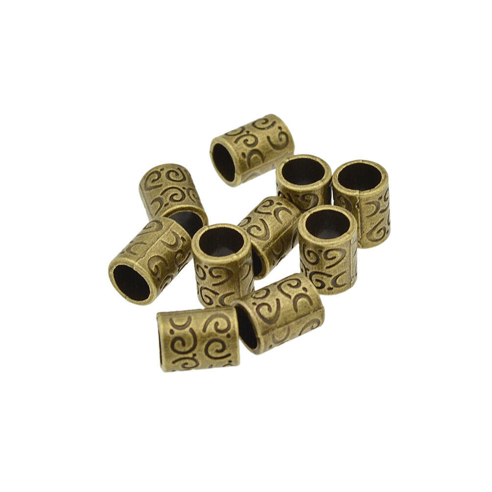 10 Pcs Bronze Hair Braid Rings Cylinder Dreadlock Hair Beads Jewelry Accessories
