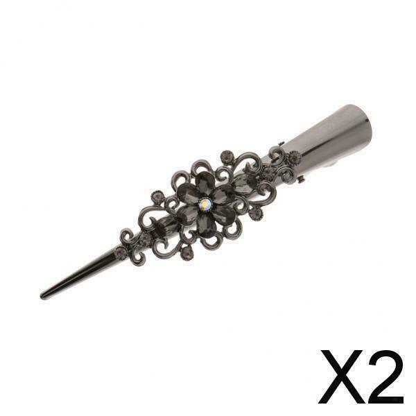 2X Girls Crystal Hair Alligator Clips Crocodile Hair Clasp Hairpin New Black