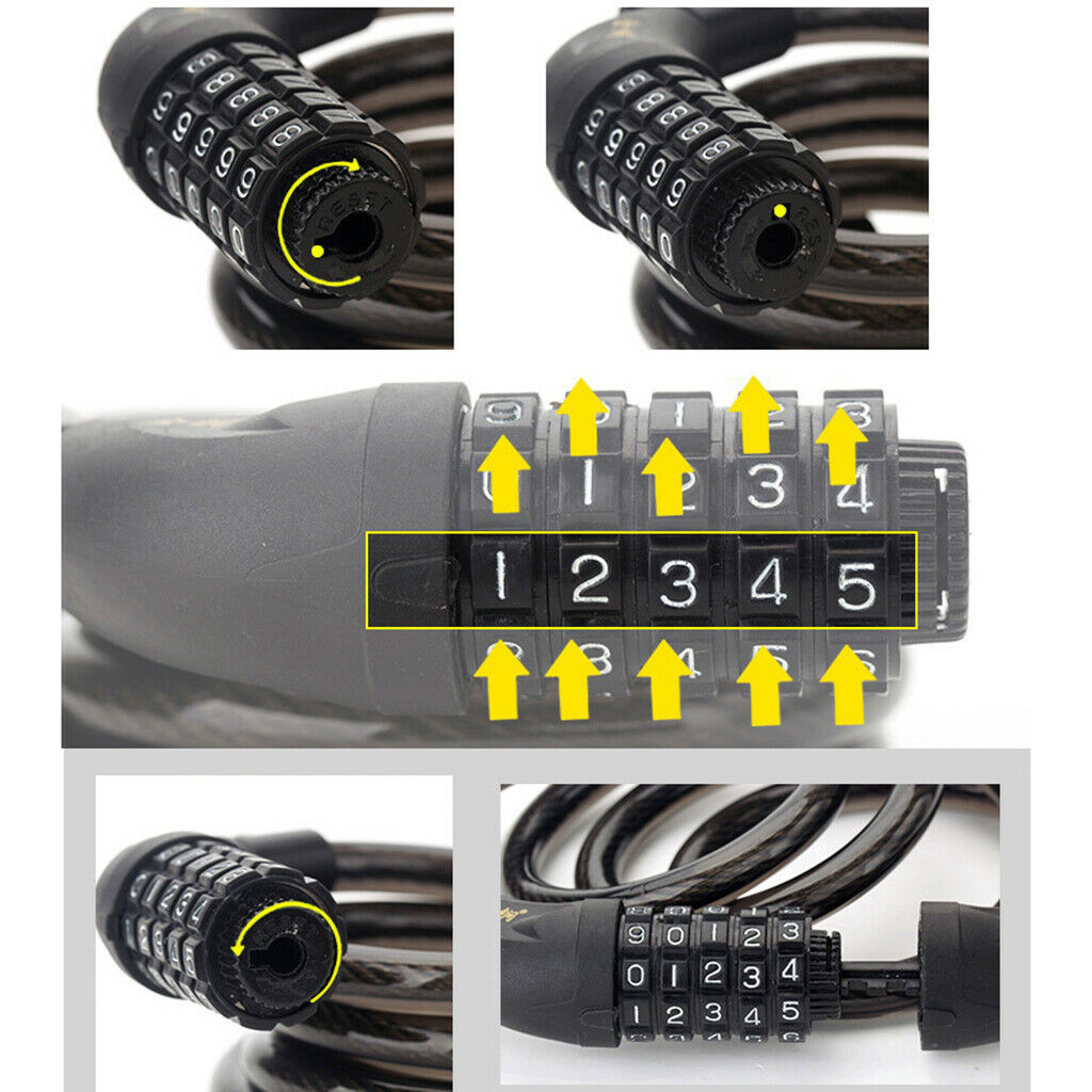 Bike Lock Cable Bike Cable Basic Self Coiling Resettable Combination Cable Bike