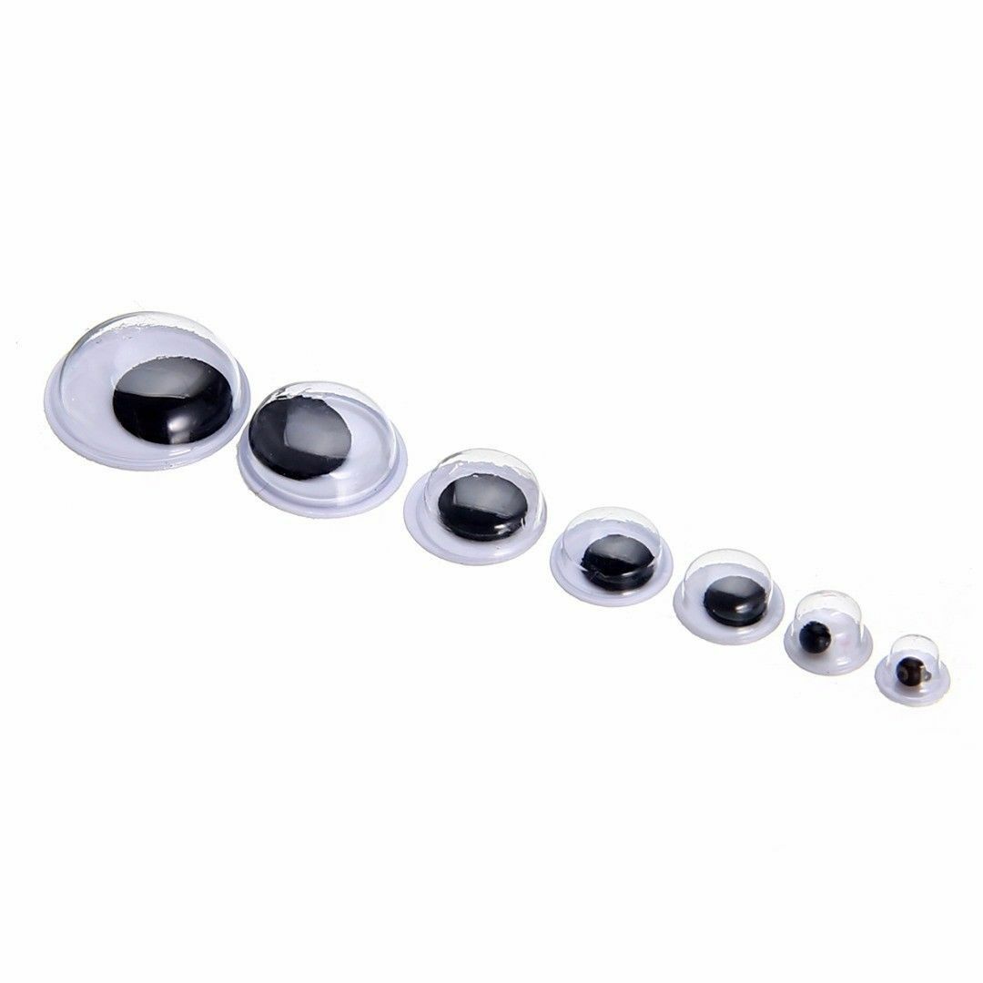 700pc Wiggle Wiggly Googly Eyes Self Adhesive Black 7 Sizes 4-12mm Crafts