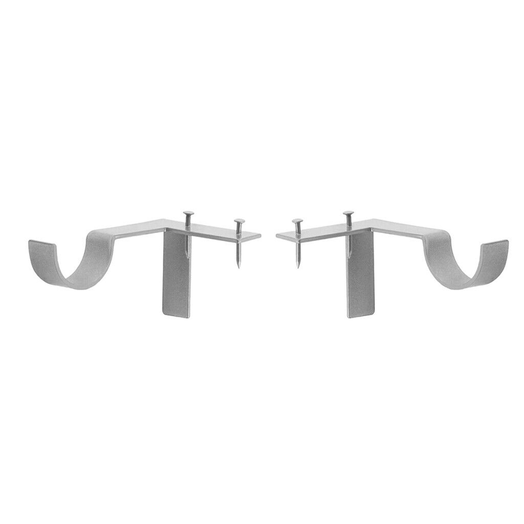 2Pair Curtain Rod Brackets Holders Single No Drilling Adjustable for Window