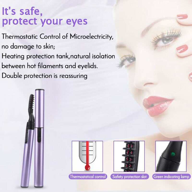 Portable Electric Heated Eyelash Curler Eyelashes Brush Long-Lasting Curl.l8