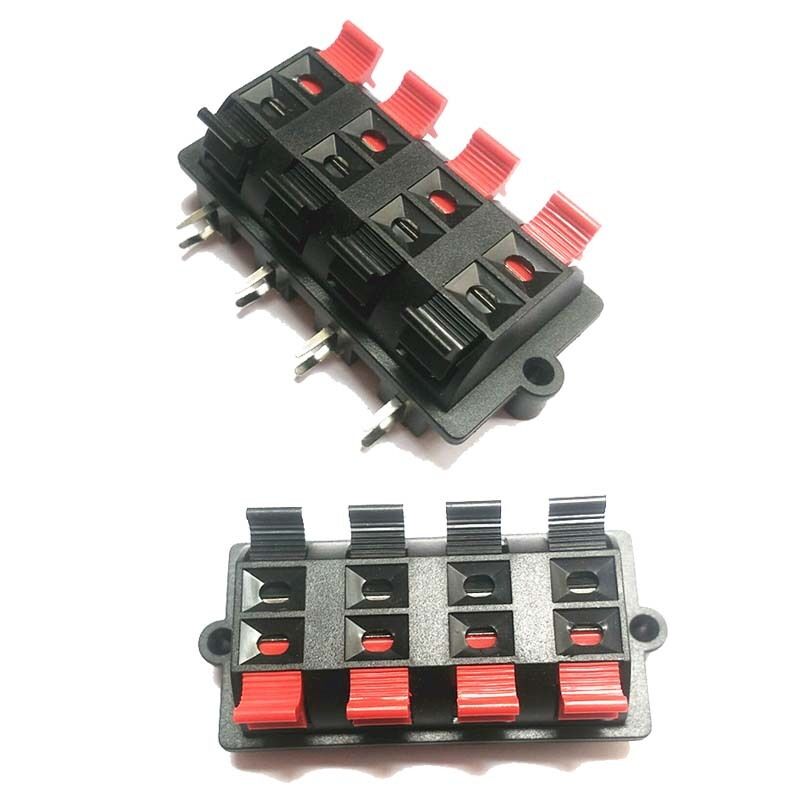 Black and Red 8-Pins 8 Positons Push Type Speaker Terminal Board Connector